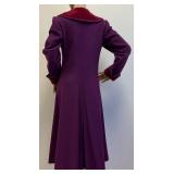 Saint Laurent 1970s Purple Wool Maxi Coat with Velvet Collar and Cuffs-Size 38