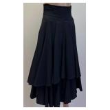 Matsuda Wool Layered Black Skirt, Size 25 Waist, 32 Inch Length