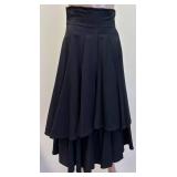Matsuda Wool Layered Black Skirt, Size 25 Waist, 32 Inch Length