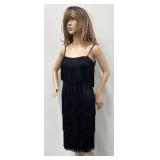 Vintage Bill Blass Black Fringe Cocktail Dress Size 6