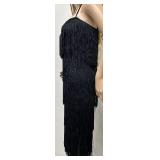 Vintage Bill Blass Black Fringe Cocktail Dress Size 6