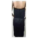 Vintage Bill Blass Black Fringe Cocktail Dress Size 6