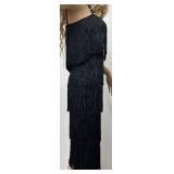 Vintage Bill Blass Black Fringe Cocktail Dress Size 6