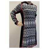 Krimson Klover Hooded Knit Dress with Pattern and Zipper Pockets