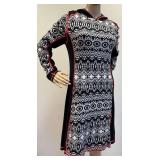 Krimson Klover Hooded Knit Dress with Pattern and Zipper Pockets