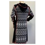 Krimson Klover Hooded Knit Dress with Pattern and Zipper Pockets