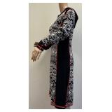 Krimson Klover Hooded Knit Dress with Pattern and Zipper Pockets