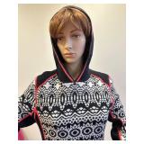 Krimson Klover Hooded Knit Dress with Pattern and Zipper Pockets