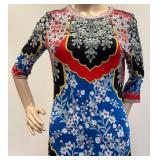 Alice + Olivia Floral Print Maxi Dress Size 12 with 3/4 Sleeve