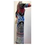 Alice + Olivia Floral Print Maxi Dress Size 12 with 3/4 Sleeve