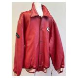 Wu Wear Red Leather Varsity Jacket Men