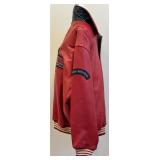Wu Wear Red Leather Varsity Jacket Men