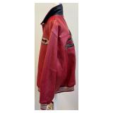 Wu Wear Red Leather Varsity Jacket Men