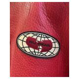 Wu Wear Red Leather Varsity Jacket Men