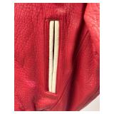 Wu Wear Red Leather Varsity Jacket Men
