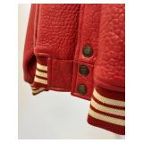 Wu Wear Red Leather Varsity Jacket Men