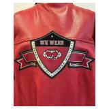 Wu Wear Red Leather Varsity Jacket Men