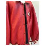 Wu Wear Red Leather Varsity Jacket Men