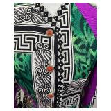 Atelier Gianni Versace Long Sleeve Dress with Graphic Print and Pleated Skirt