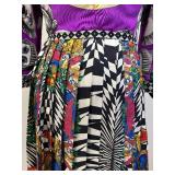 Atelier Gianni Versace Long Sleeve Dress with Graphic Print and Pleated Skirt