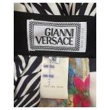 Atelier Gianni Versace Long Sleeve Dress with Graphic Print and Pleated Skirt