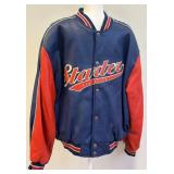 Starter Athletics Blue/Red Leather Varsity Jacket-Size XL