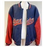 Starter Athletics Blue/Red Leather Varsity Jacket-Size XL