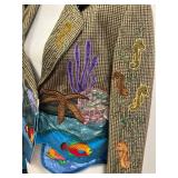 Banana Republic Mermaid & Ocean Applique Blazer Jacket-Signed-Size 6