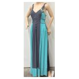 Ranna Gill Beaded Maxi Dress Turquoise and Gray Size S