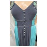 Ranna Gill Beaded Maxi Dress Turquoise and Gray Size S