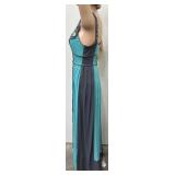 Ranna Gill Beaded Maxi Dress Turquoise and Gray Size S