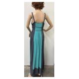 Ranna Gill Beaded Maxi Dress Turquoise and Gray Size S