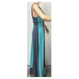 Ranna Gill Beaded Maxi Dress Turquoise and Gray Size S