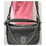 JW Hulme Grey Leather Shoulder Bag with Chain Detail- New with tags