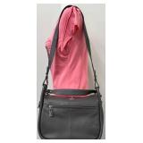 JW Hulme Grey Leather Shoulder Bag with Chain Detail- New with tags