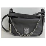 JW Hulme Grey Leather Shoulder Bag with Chain Detail- New with tags
