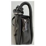 JW Hulme Grey Leather Shoulder Bag with Chain Detail- New with tags