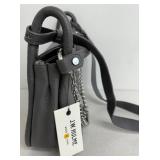 JW Hulme Grey Leather Shoulder Bag with Chain Detail- New with tags