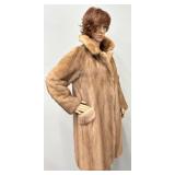 Elegante Paris New York 35 Inch Fur Coat with Monogram Lining