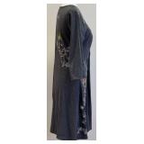 JW Los Angeles Gray Cotton Dress with Butterfly Embroidery, Size S
