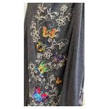 JW Los Angeles Gray Cotton Dress with Butterfly Embroidery, Size S