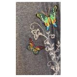 JW Los Angeles Gray Cotton Dress with Butterfly Embroidery, Size S