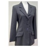 Moschino Cheap and Chic Gray Wool Blazer with Whimsical Embroidered Back - Size 8