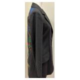 Moschino Cheap and Chic Gray Wool Blazer with Whimsical Embroidered Back - Size 8