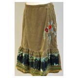 Oilily Embroidered Floral Velvet Skirt, Size 36, Waist 29"