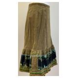 Oilily Embroidered Floral Velvet Skirt, Size 36, Waist 29"