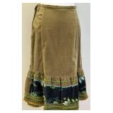 Oilily Embroidered Floral Velvet Skirt, Size 36, Waist 29"