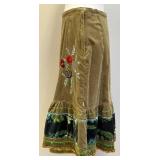 Oilily Embroidered Floral Velvet Skirt, Size 36, Waist 29"