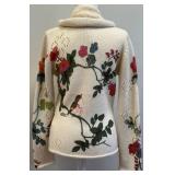 Oilily Medium Knit Cardigan with Floral and Bird Design - Size M