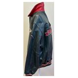 Wu Wear Urban Militia Dark Green Leather Bomber Jacket with Embroidered Logos - 2XL